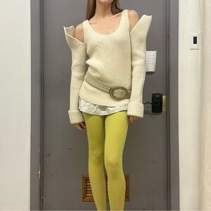 205W39NYC CALVIN KLEIN IVORY OPEN SHOULDER SWEATER